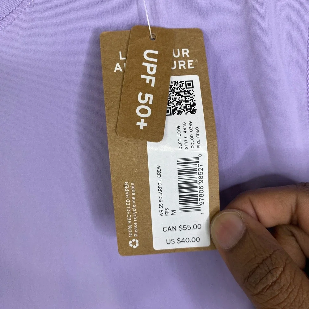 Eddie Bauer Womens Solarfoil Crew T-Shirt Iris Purple UPF 50+ Size M 4440 - Picture 3 of 8